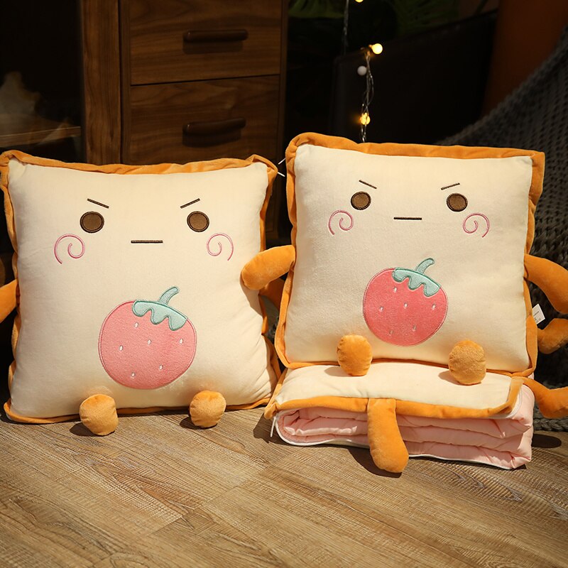 Manta de felpa Almohada de pan Juguete de peluche 2 en 1