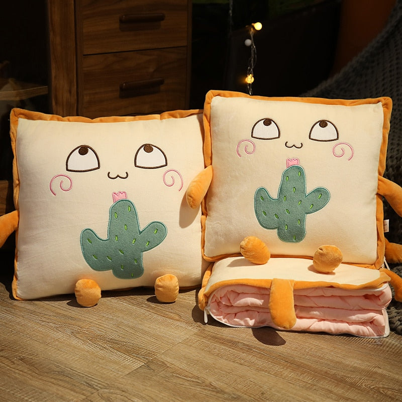 Plush Blanket Bread Pillow 2 in 1 Plushie Toy