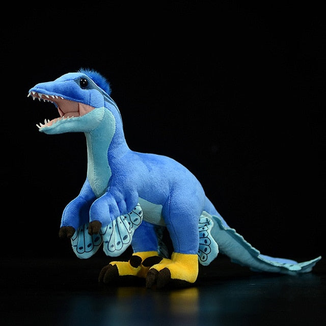 Peluche de dinosaurio Microraptor azul, peluche de peluche súper